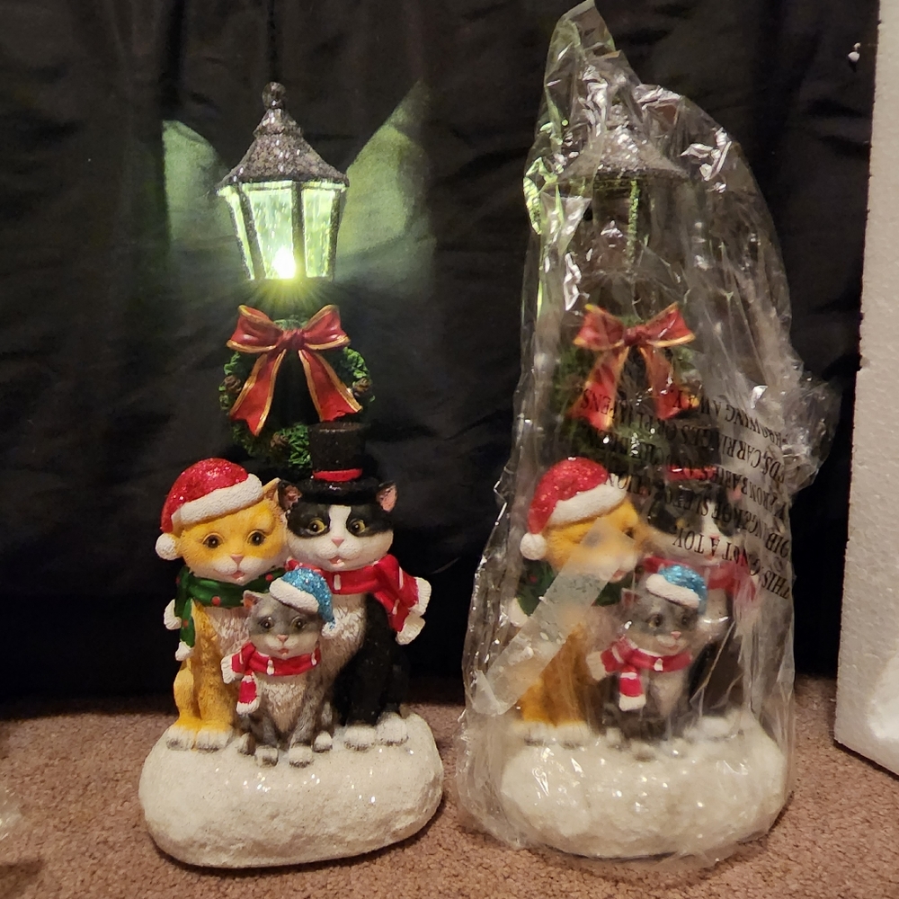 2 Christmas Cats Decoration Lamps